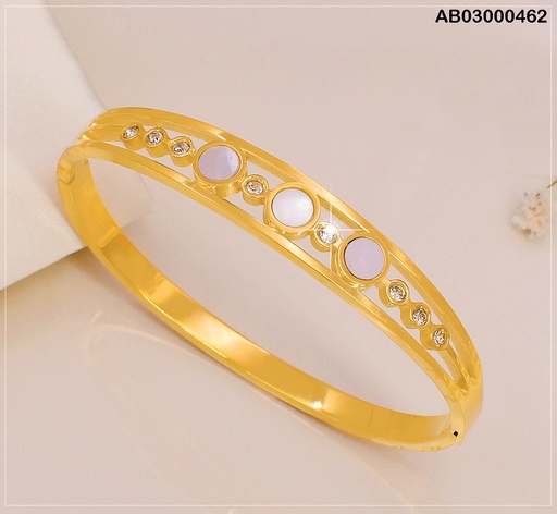 [AB03000462] BRAZALETE  DOR. CIRCULO NACAR/ ZIRCONIAS/ VD080471-188