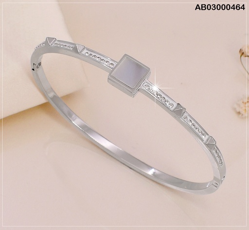 [AB03000464] BRAZALETE  PLAT. CUADRO NACAR/ 4 PIRAMIDES/ZIRC VD080473-188