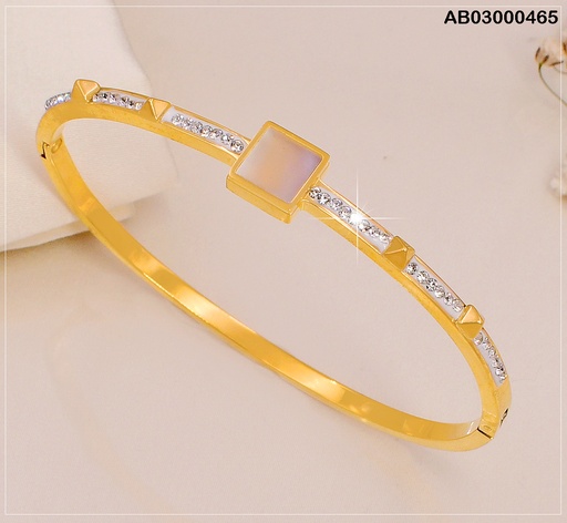 [AB03000465] BRAZALETE  DOR. CUADRO NACAR/ 4 PIRAMIDES/ZIRC / VD080474-188