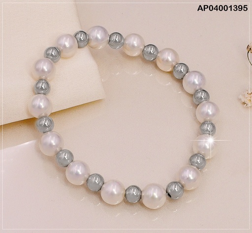 [AP04001395] PULSERA PELAS BLANCAS/PLATEADAS BB3101802-054