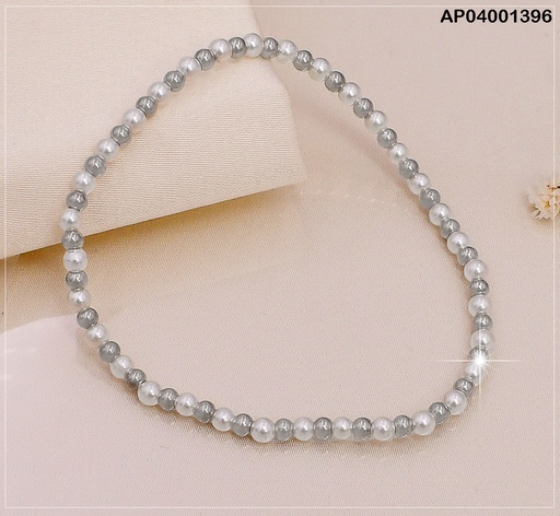 [AP04001396] PULSERA  PERLAS PEQUEÑAS BLANCAS/PLATEADAS BB3101804