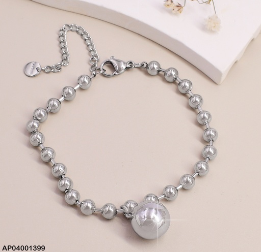 [AP04001399] PULSERA PLAT.PELOTAS /SEPARADORES / PELOTA GRANDE CENTRO BA158-45
