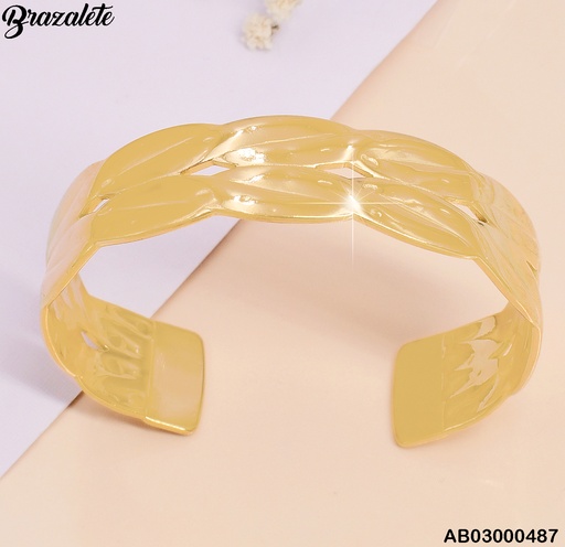[AB03000487] BRAZALETE DOR.DOBLE LINEA HOJAS BA147-131