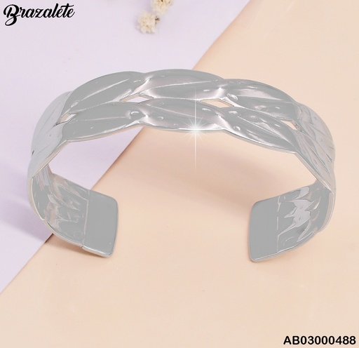 [AB03000488] BRAZALETE PLAT.DOBLE LINEA HOJAS BA148-131