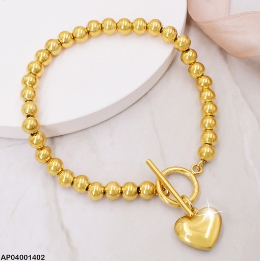 [AP04001402] PULSERA PELOTITAS DIJE CORAZON INFLADO CIERRE ∅ BA159-45