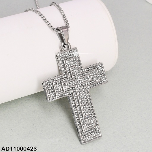 [AD11000423] DIJE VARON CRUZ PLAT. ZIRCONIAS 3 NIVELES VD080633-106T