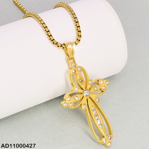 [AD11000427] DIJE VARON CRUZ CROQUI RELLENO ZIRCONIAS VD080656-106T