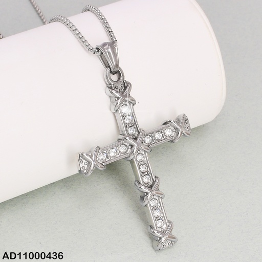 [AD11000436] DIJE VARON PLAT.CRUZ"X"C/ZIRC.VD080681-106T