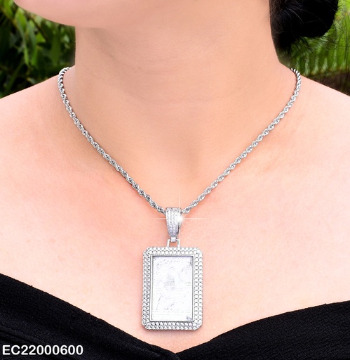 [EC22000600] CADENA CAMISERO PLAT. C/RELICARIO RECTANGULAR CE043-10