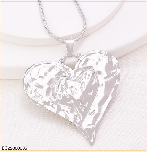 [EC22000605] CADENA PLAT. COLA RATON DIJE CORAZÓN IRREG CA349-45