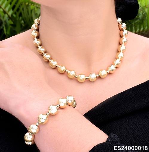 [ES24000018] SET CADENA-PULSERA PELOTAS GR.SE455-9