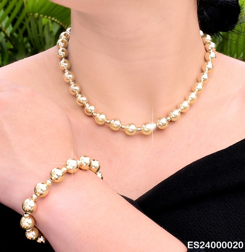 [ES24000020] SET CADENA-PULSERA PELOTAS MED. SE457-9