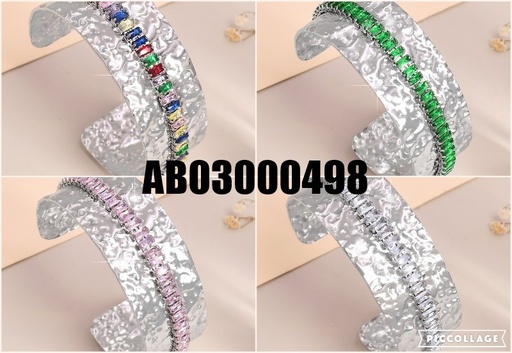 [AB03000498] BRAZALETE PLAT. AJUSTABLE ZIRC VERTICAL  BA108-45 COL SURTIDOS