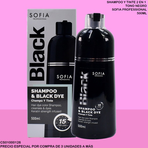 [CS01000126] SHAMPOO TINTE NEGRO SOFIA 500ML S132A