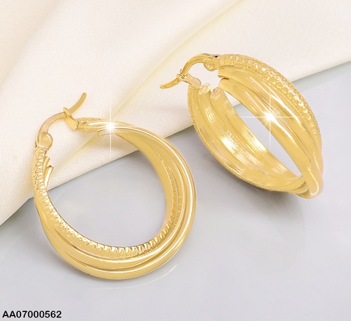 [AA07000562] ARGOLLAS TRÍPLES ENTRELAZADAS 2 LISAS & 1 TORNEADA MOD.0938