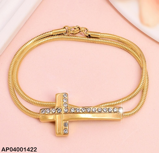 [AP04001422] PULSERA COLA DE RATON / CRUZ CON ZIRCONIAS MOD. S7581-59