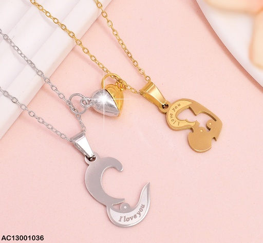 [AC13001036] DUO CADENAS DOR/PLAT DIJE CORAZON IMAN I LOVE YOU 011E4545-541