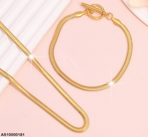 [AS10000181] SET DOR CADENA Y PULSERA SERPIENTE CIERRE 🚫 MOD A3389-222