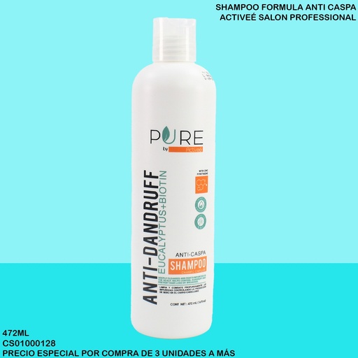[CS01000128] SHAMPOO ACTIVEE ANTICASPA PURE 472ML EUCALIPTO+BIOTINA  40065SAC