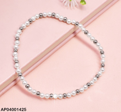 [AP04001425] PULSERA PELOTITAS PLAT./PERLITAS BB3101806