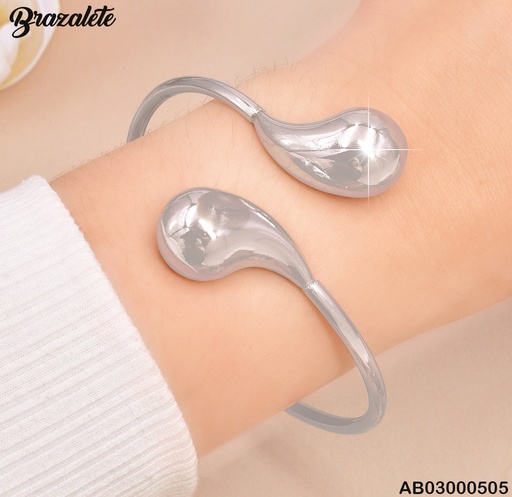 [AB03000505] BRAZALETE PLAT. GOTAS LISAS EN EXTREMOS BA187-45