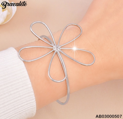 [AB03000507] BRAZALETE PLAT. AJUSTABLE CROQUI FLOR BA189-45