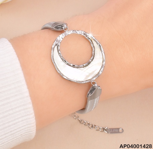[AP04001428] PULSERA PLAT.SERPIENTE CENTRO MEDIA LUNA NACAR BA176-45