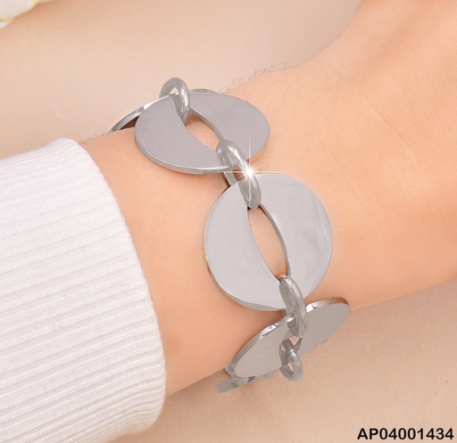 [AP04001434] PULSERA PLAT. PLACAS RD C/RANURA CENTRO BA185-45