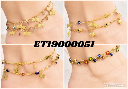 [ET19000051] DUO TOBILLERAS 👁️/🌼/LIBELULAS/ZIRC.COL.P7989/8003/7987/A4412