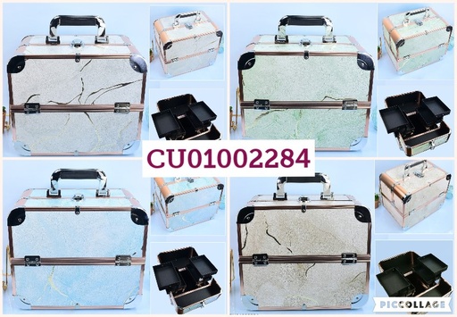 [CU01002284] COSMÉTIQUERA BAÚL COL VERDE MENTA/DOR/PLAT MOD. ADH-1406MJ