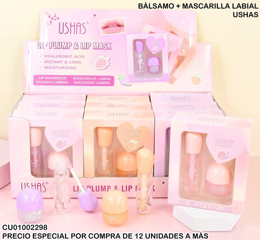 [CU01002298] SET LABIAL MASCARILLA/BRILLO MAXIMIZADOR USHAS US001 SURT.