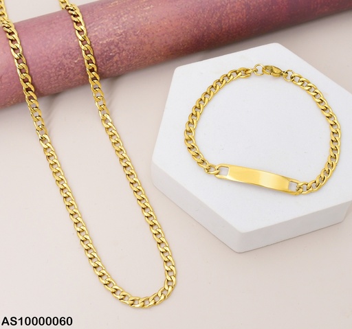 [AS10000060] SET CADENA/PULSERA MARTILLADA C/PLACA 1.2NK F3888