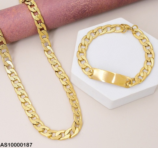 [AS10000187] SET CADENA/PULSERA A RAYAS 2.5NK C/PLACA ESLB.3EN1 P5026