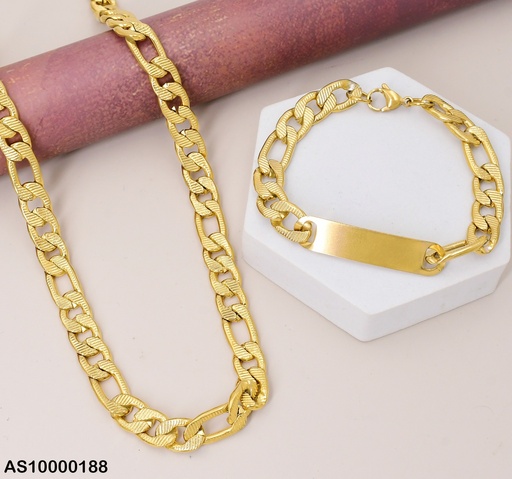 [AS10000188] SET CADENA/PULSERA A RAYAS 2.5NK C/PLACA ESLB.UNIF.P5025
