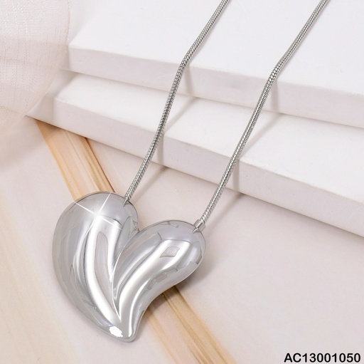 [AC13001050] CADENA PLATEADA C/DIJE CORAZON FIJO CA352-45