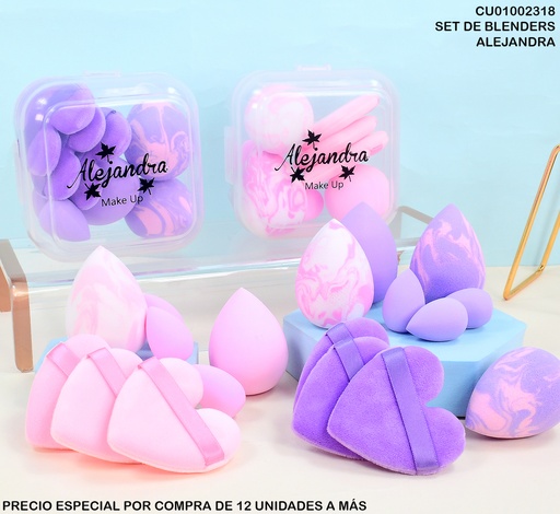 [CU01002318] SET 9 BLENDERS ALEJANDRA 3 CORAZONES/3 MED./3 PEQ. DZ-876
