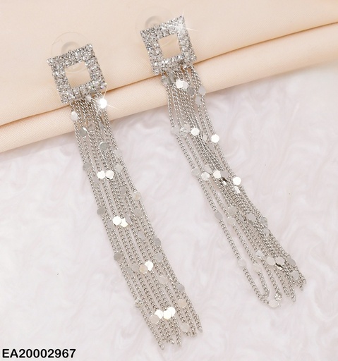 [EA20002967] ARETES PLAT CUADRO ZIRC/ CADENAS COLGANTES EE1789-297