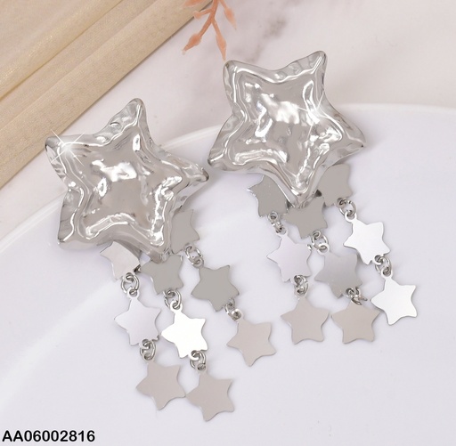 [AA06002816] ARETES PLAT.ESTRELLA C/3 PLACA ESTRELLAS COLGANTES EA719-45