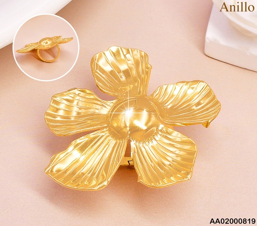 [AA02000819] ANILLO FLOR GR. PETALOS RAYADOS RA170-45