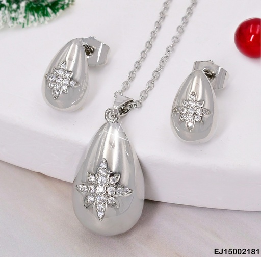 [EJ15002181] JUEGO PLAT. GOTAS ESTRELLA ZIRCONIAS CENTRO SE547-3