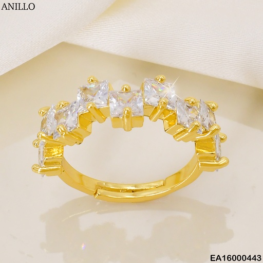 [EA16000443] ANILLO DOR ZIRC. CUADRADAS EN ZIGZAG F5784-658