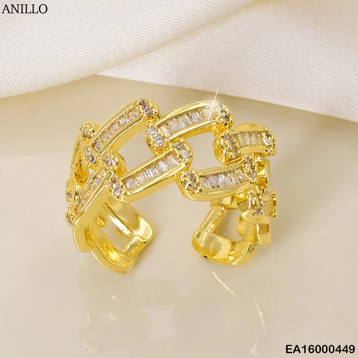 [EA16000449] ANILLO DOR.  CUADROS ZIRC. ENTRELAZADOS F5791-658