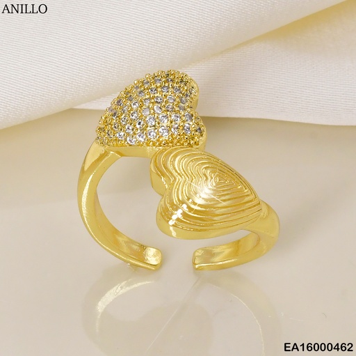 [EA16000462] ANILLO CORAZONES ENCONTRADOS ZIRC/ ESPIRAL  K4103-672