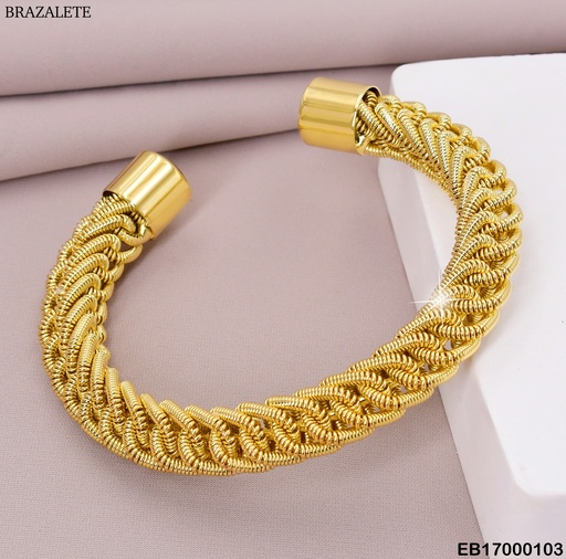 [EB17000103] BRAZALETE  DOR.  AJUSTABLE ENTRELAZADOS DOBLE  K4344-212