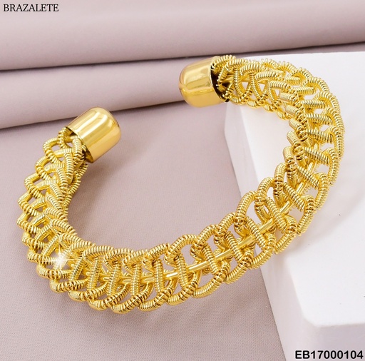 [EB17000104] BRAZALETE DOR ENTRELAZADO DOBLE LINEA LISA CENTRO K4351-212