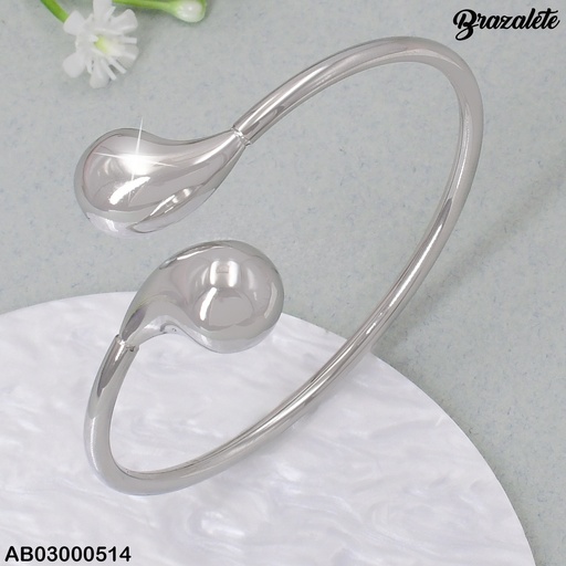 [AB03000514] BRAZALETE PLAT LISO GOTA EN EXTREMOS KB185246