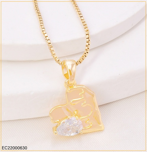 [EC22000630] CADENA  DOR. TORNEADA DIJE CORAZON IRREGULAR/ ZIRC CRISTAL CE131-284