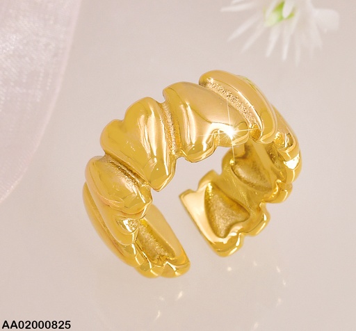[AA02000825] ANILLO DORADO CORAZONES INVERTIDOS LISOS KR110672-K