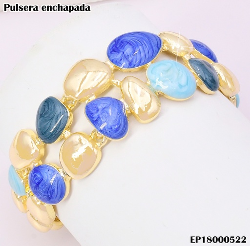 [EP18000522] PULSERA DOBLE LINEA PIEDRAS COL.SURT.-DOR BE240-9