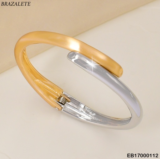 [EB17000112] BRAZALETE FINO EXTREMOS ENCONTRADOS DOR/PLAT BE210-269